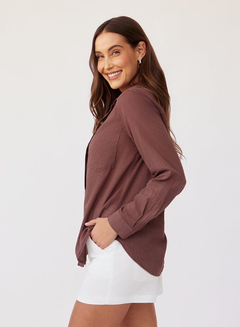 Bella Dahl Pocket Button Down - Henna Brown
