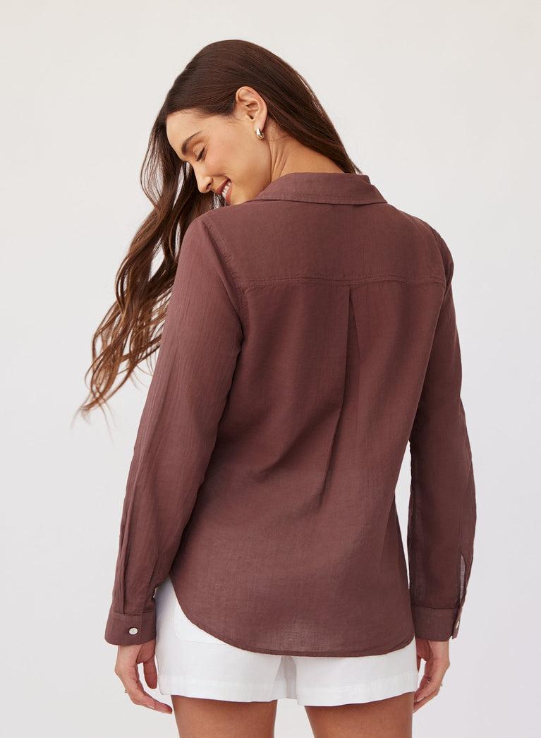 Bella Dahl Pocket Button Down - Henna Brown