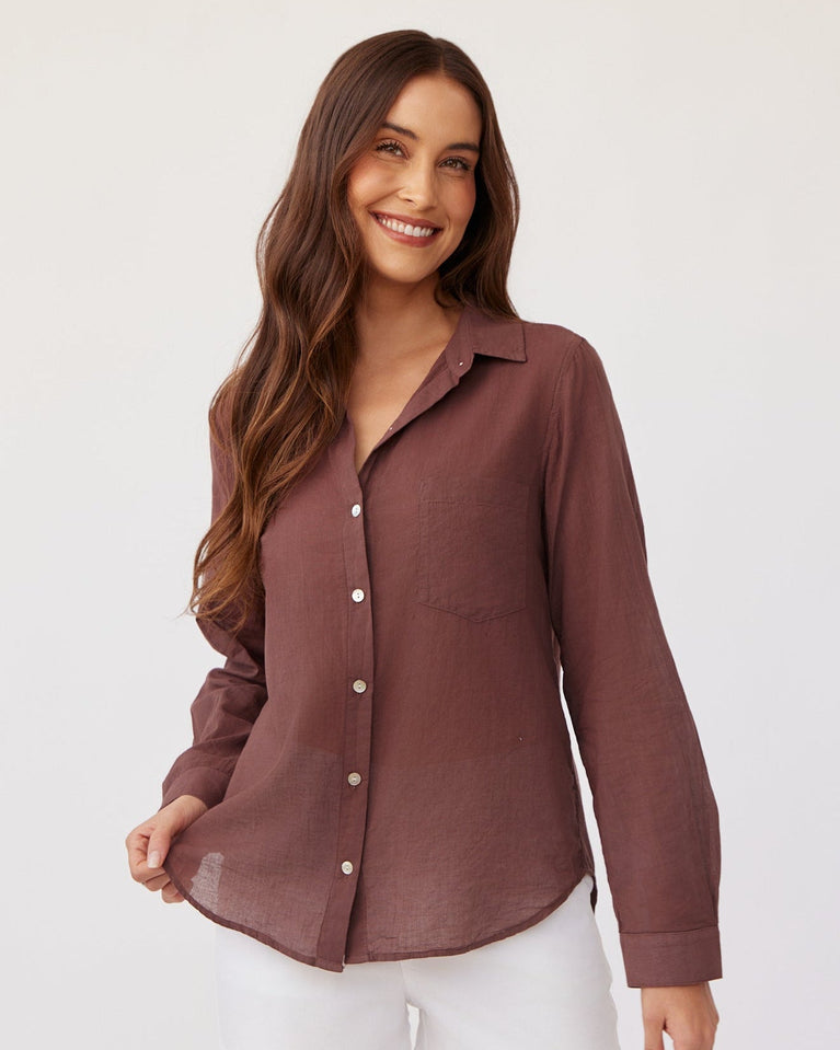 bella dahl Pocket Button Down - Henna Brown
