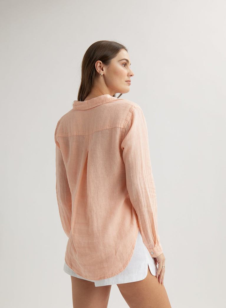 Bella Dahl Pocket Button Down - Peach Fizz