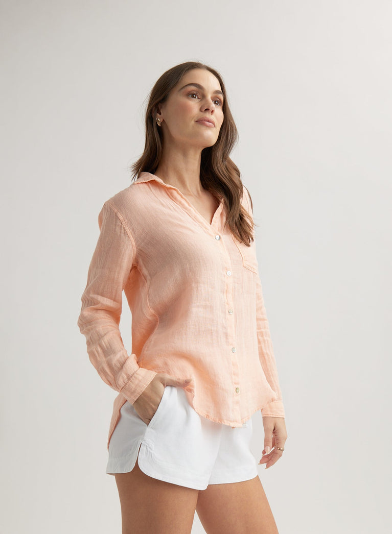 Bella Dahl Pocket Button Down - Peach Fizz