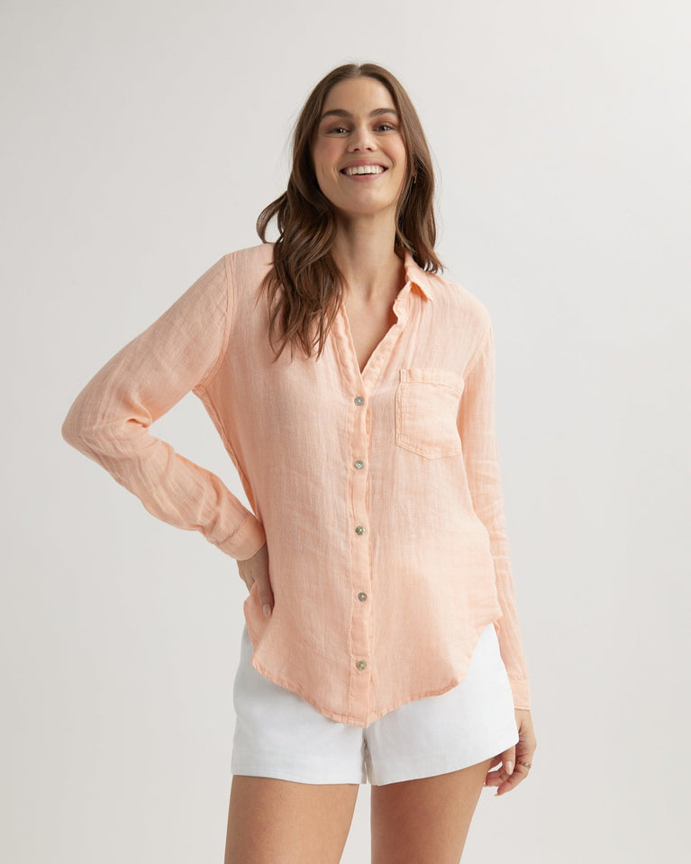 bella dahl Pocket Button Down - Peach Fizz