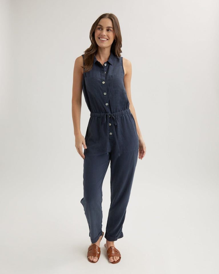 bella dahl Pocket Jumpsuit - Endless Sea