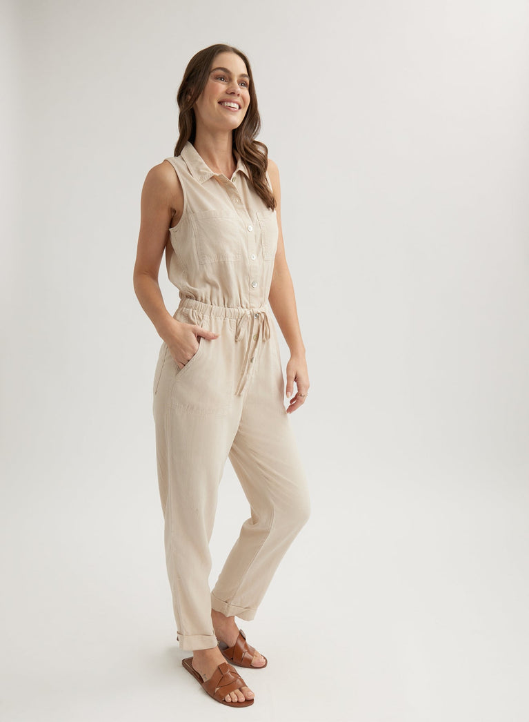 Bella Dahl Pocket Jumpsuit - Linen Sand