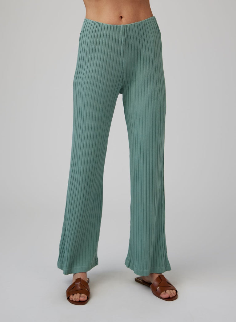 Bella Dahl Ribbed Wide Leg Pant - Clean Sage
