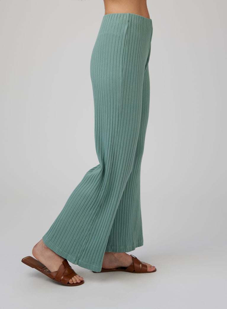 Bella Dahl Ribbed Wide Leg Pant - Clean Sage