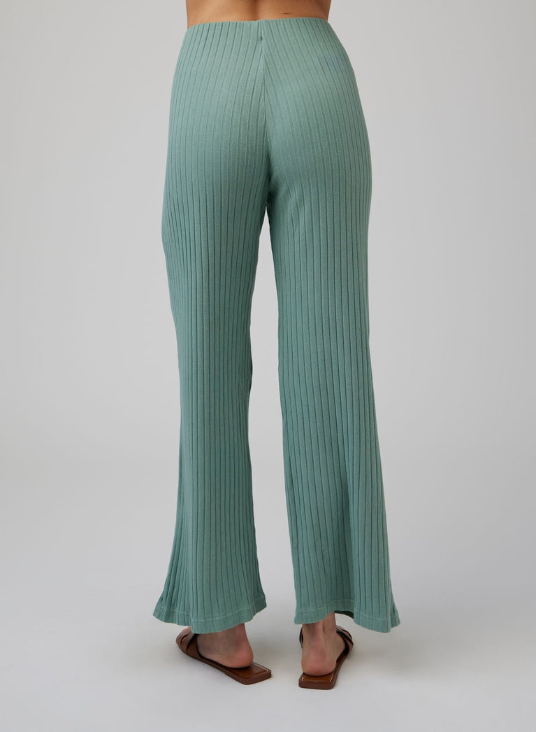 Bella Dahl Ribbed Wide Leg Pant - Clean Sage
