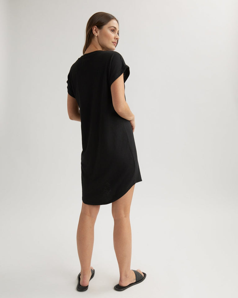 Bella Dahl Roll Sleeve T-Shirt Dress - Black
