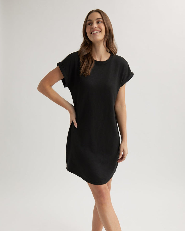 bella dahl Roll Sleeve T-Shirt Dress - Black