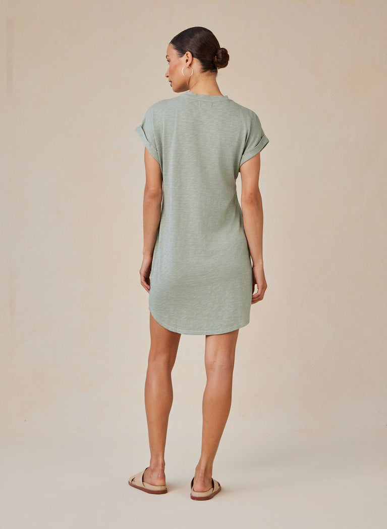 Bella Dahl Roll Sleeve T-Shirt Dress - Olive Grove