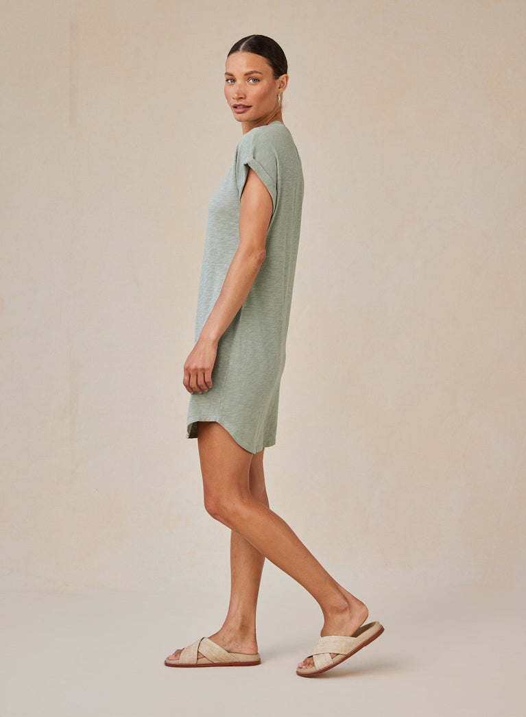 Bella Dahl Roll Sleeve T-Shirt Dress - Olive Grove