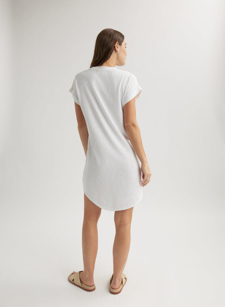 Bella Dahl Roll Sleeve T-Shirt Dress - White