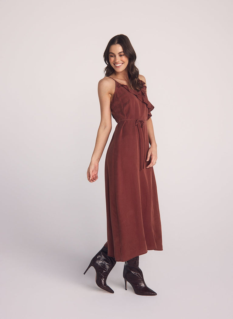 Bella Dahl Ruffle Cami Midi Dress - Harvest Red