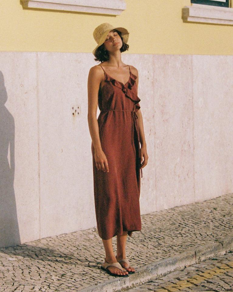 bella dahl Ruffle Cami Midi Dress - Harvest Red