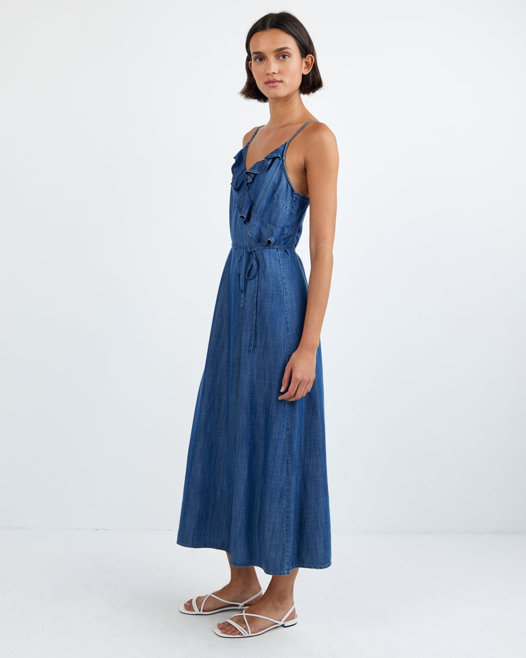Bella Dahl Ruffle Cami Midi Dress - Moonlit Wash