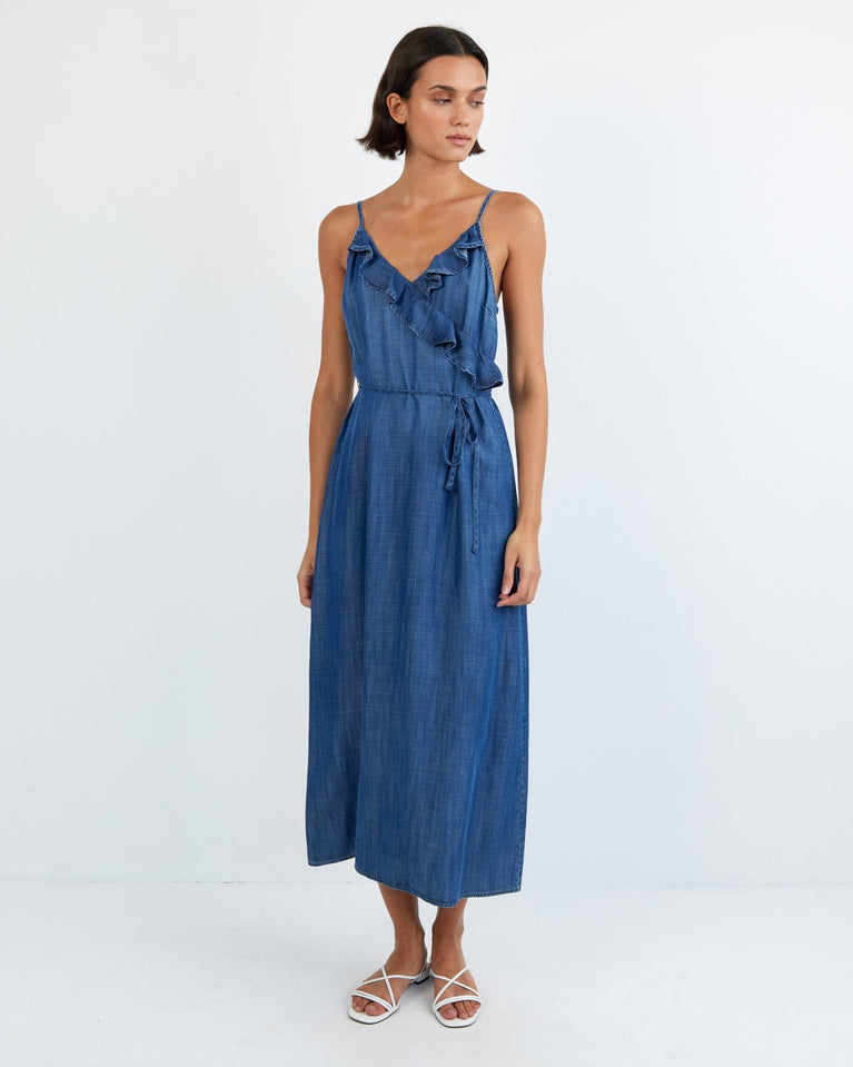 bella dahl Ruffle Cami Midi Dress - Moonlit Wash