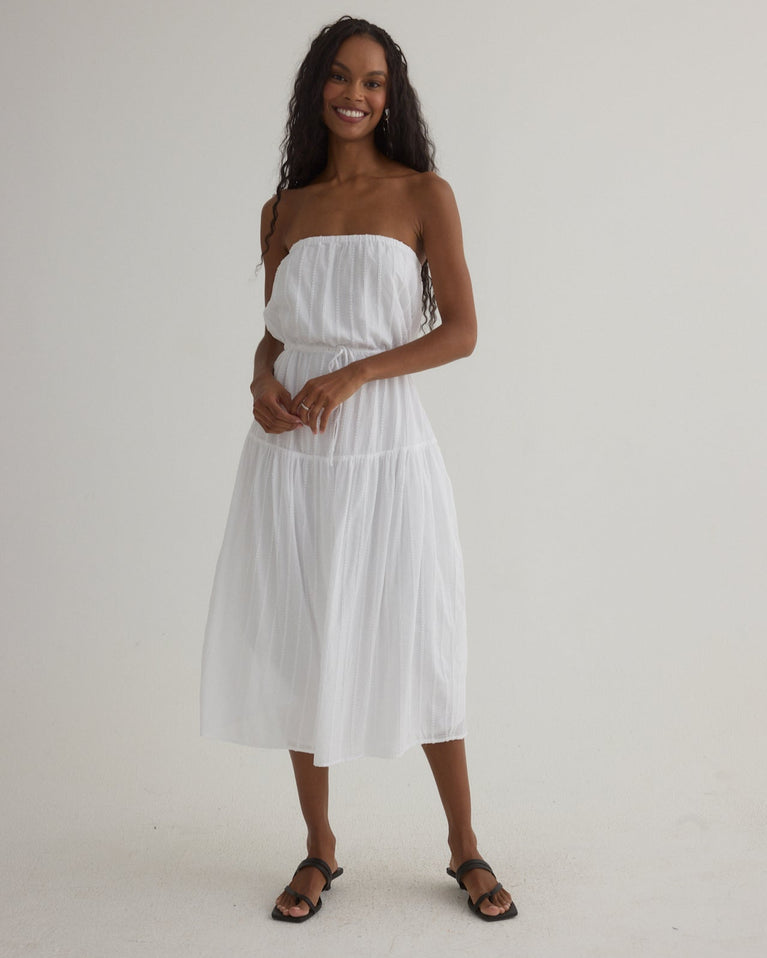 bella dahl Ruffle Hem Midi Dress - White