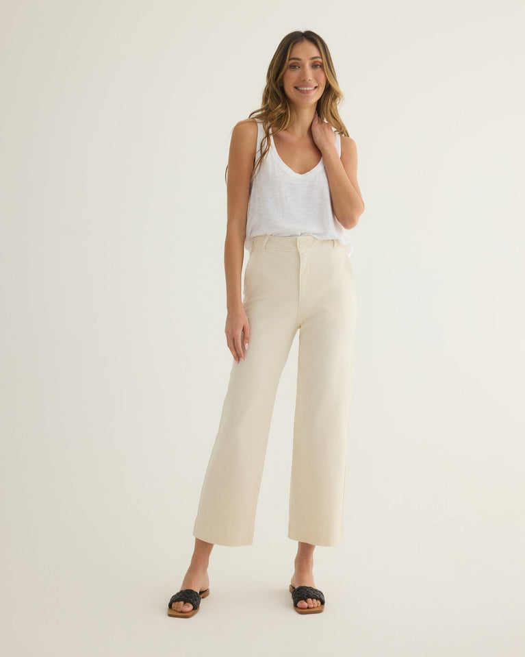 bella dahl Saige Wide Leg Crop - Capri Khaki