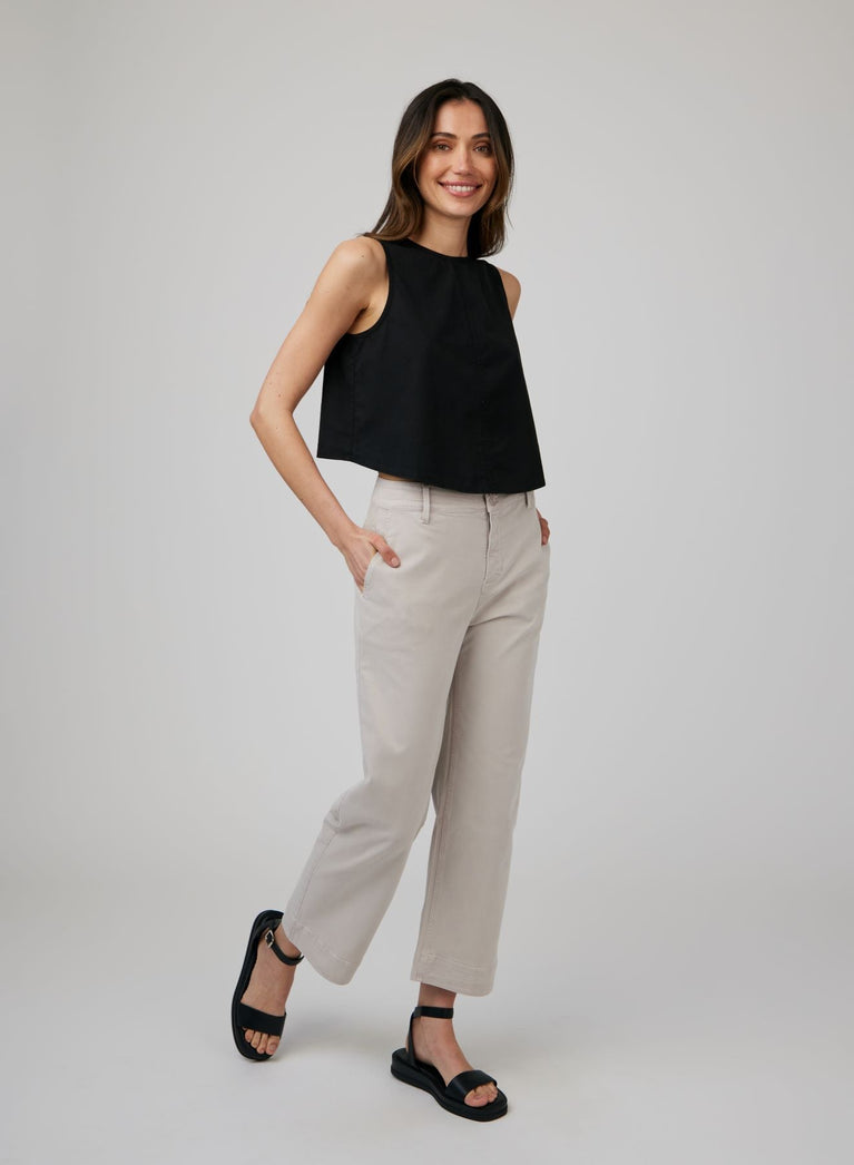 bella dahl Saige Wide Leg Crop - Coastal Stone