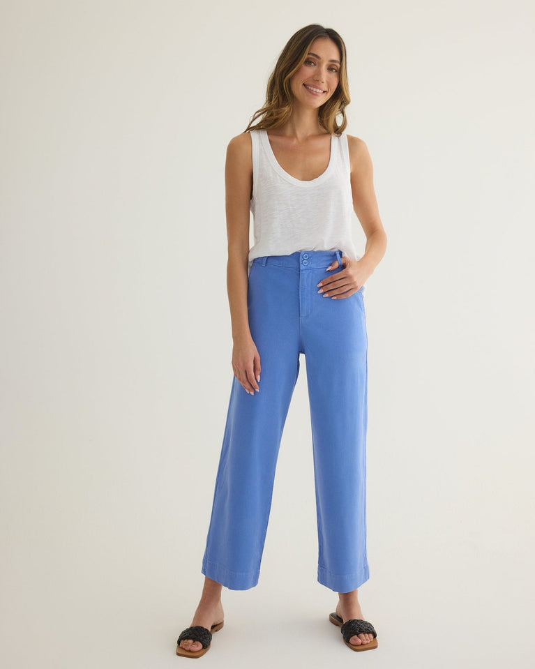bella dahl Saige Wide Leg Crop - Portofino Blue