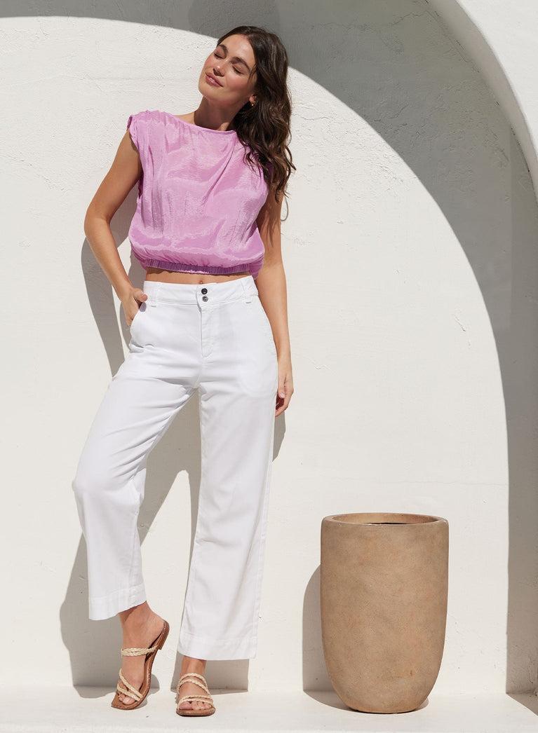 bella dahl Saige Wide Leg Crop - White