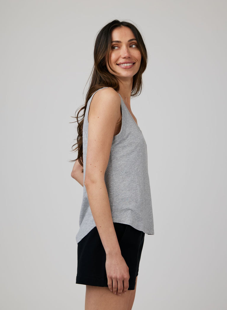 Bella Dahl Scoop Neck Tank Top - Heather Ash