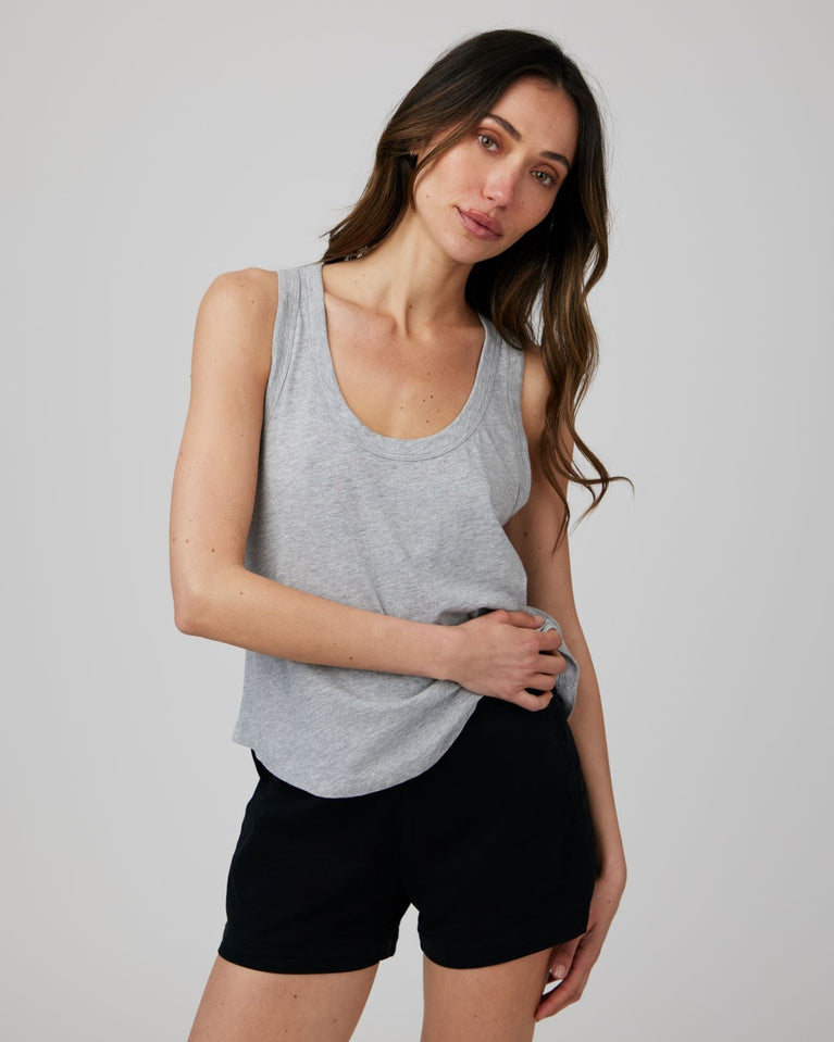 bella dahl Scoop Neck Tank Top - Heather Ash