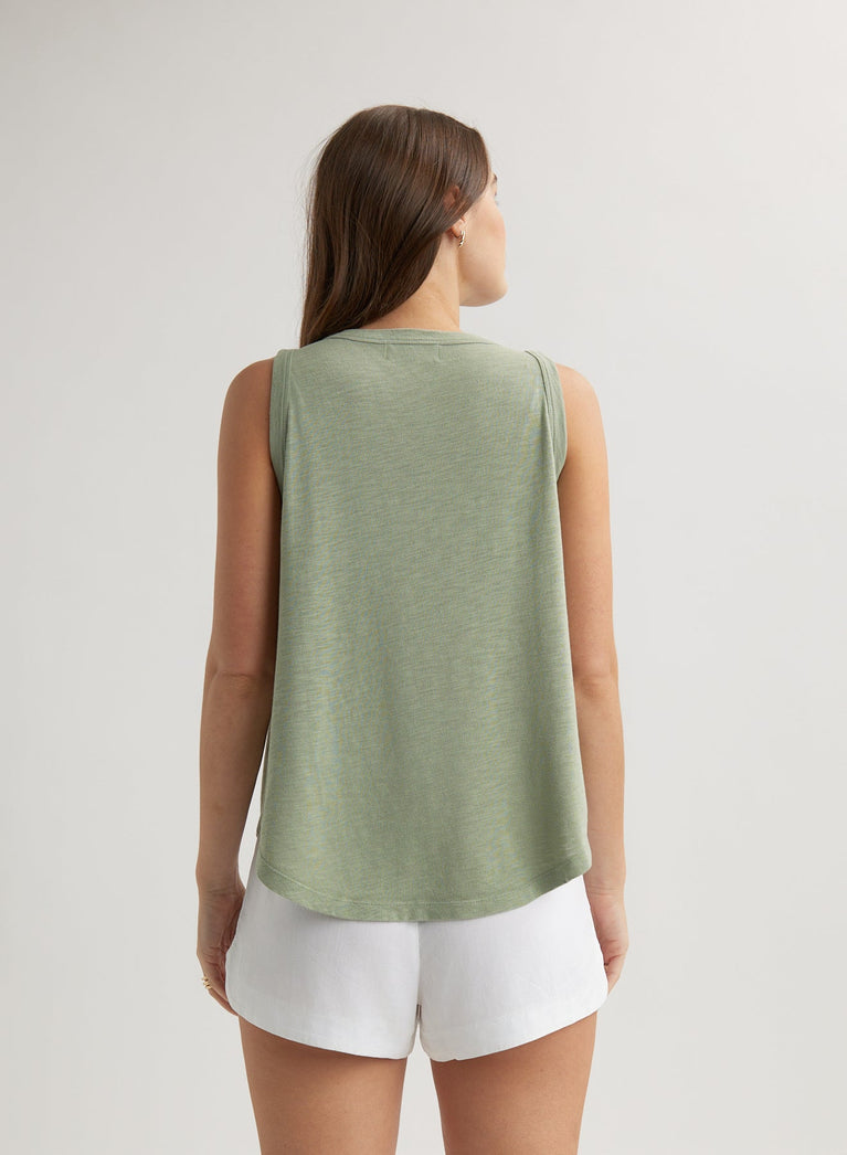 Bella Dahl Scoop Neck Tank Top - Olive Grove
