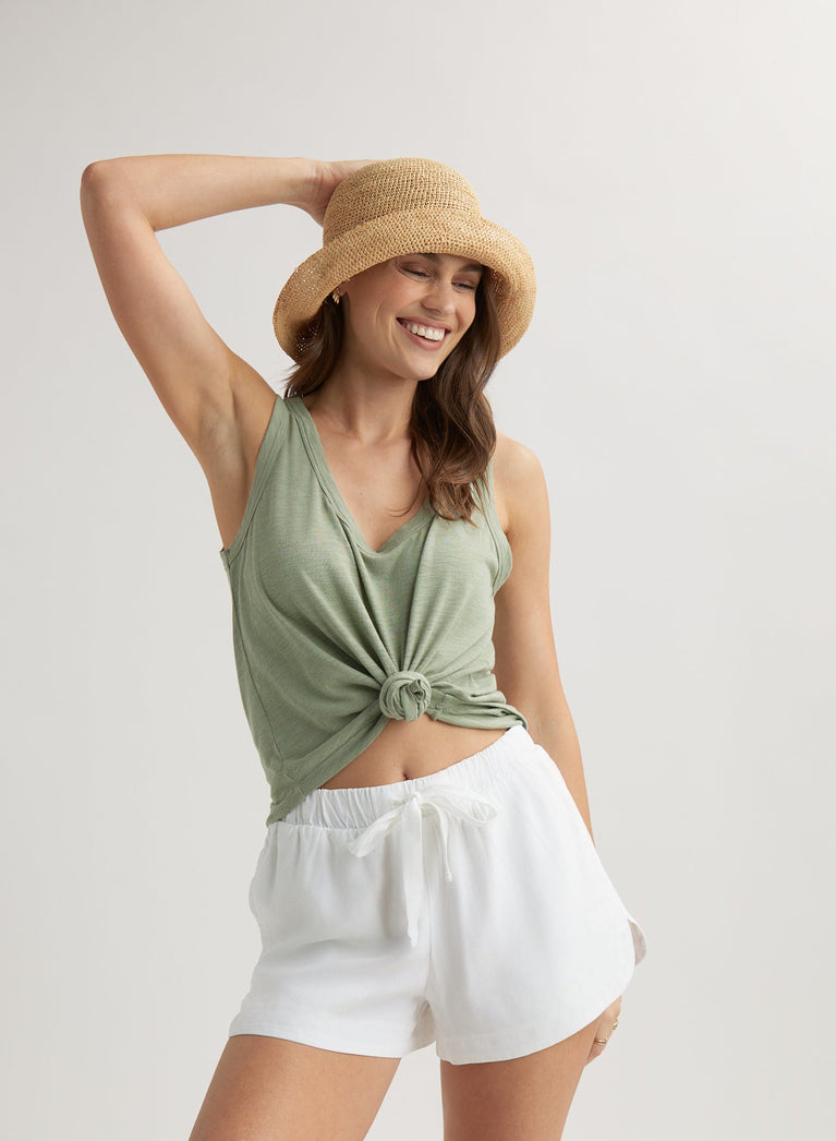 Bella Dahl Scoop Neck Tank Top - Olive Grove
