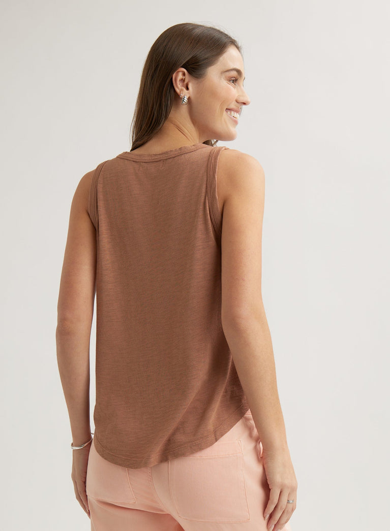 Bella Dahl Scoop Neck Tank Top - Terracotta Brown