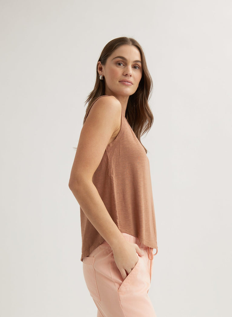 Bella Dahl Scoop Neck Tank Top - Terracotta Brown