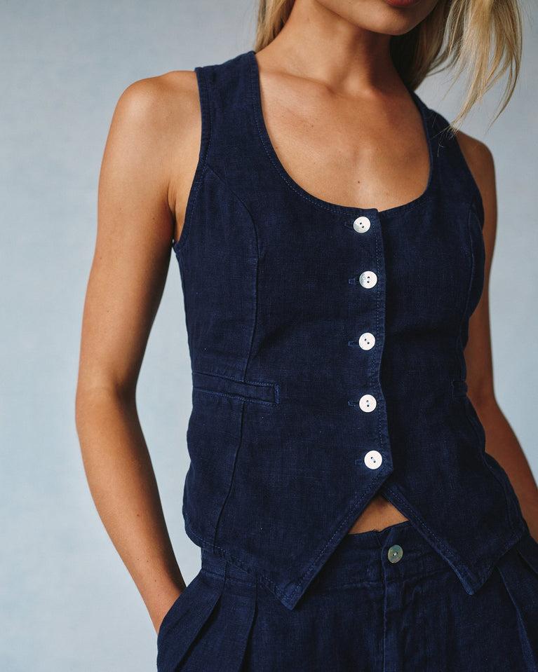 Bella Dahl Scoop Neck Vest - Italian Navy