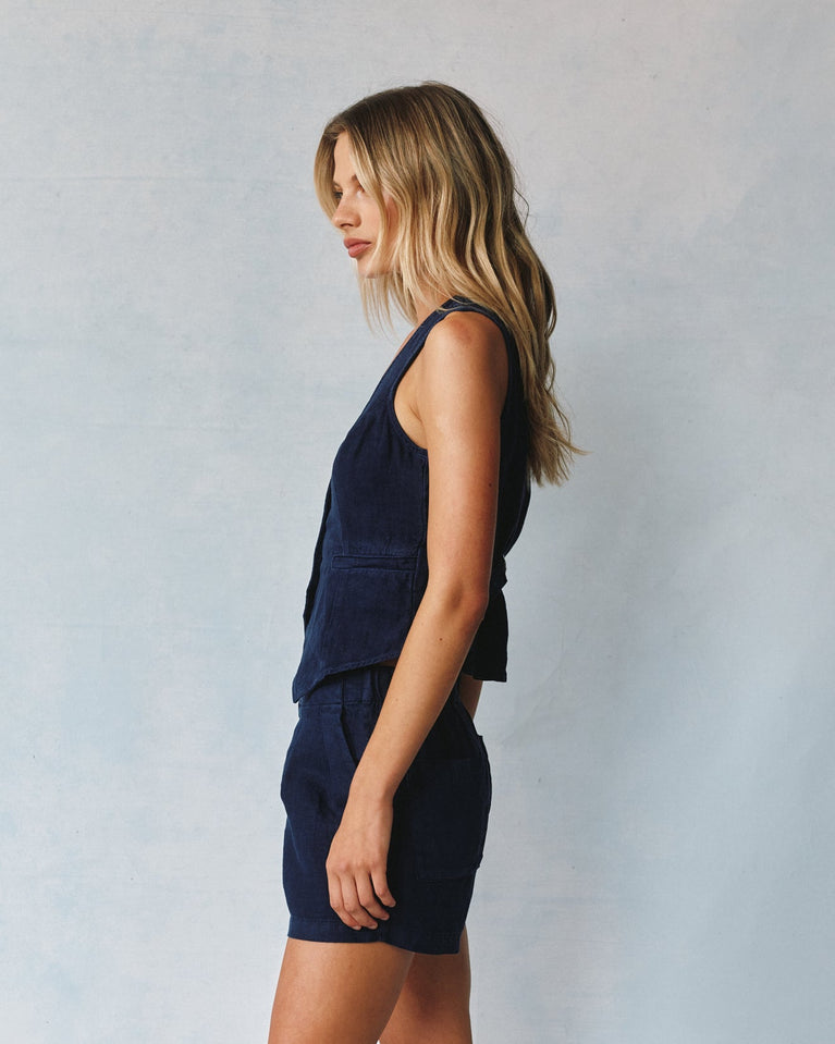Bella Dahl Scoop Neck Vest - Italian Navy