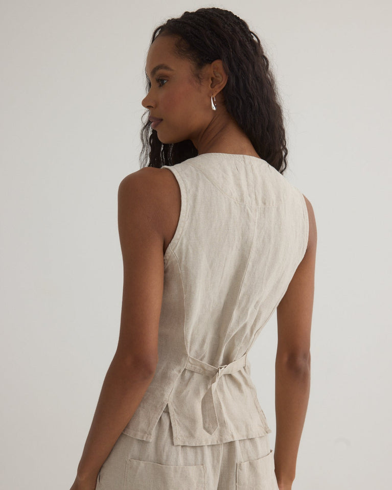 Bella Dahl Scoop Neck Vest - Linen Sand