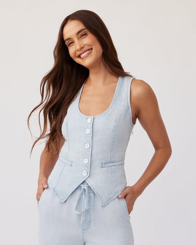 bella dahl Scoop Neck Vest - Oasis Spray Wash