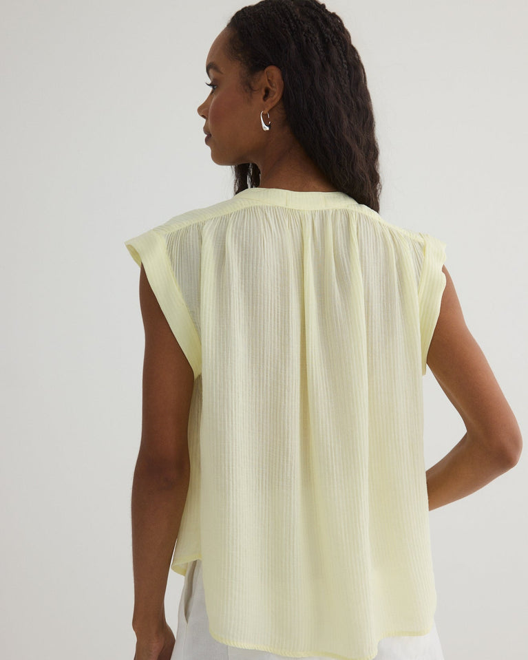 Bella Dahl Shirred Pullover Cap Sleeve - Capri Lemon
