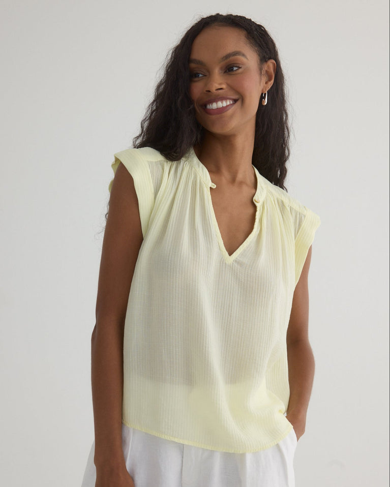 bella dahl Shirred Pullover Cap Sleeve - Capri Lemon