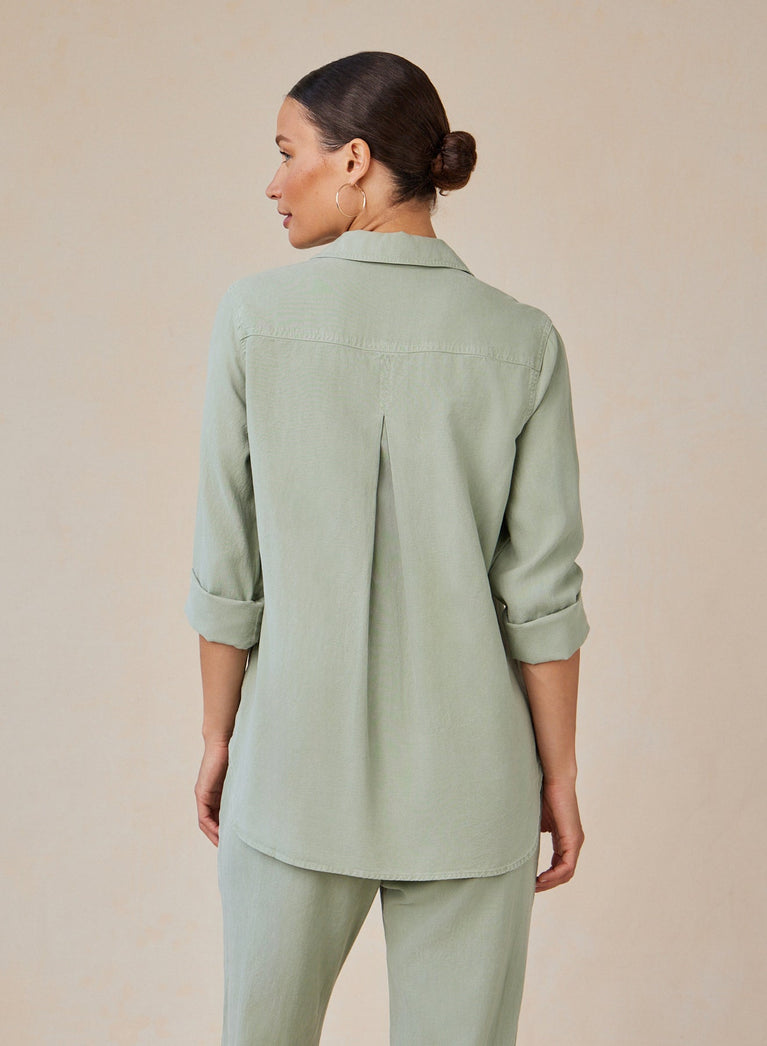 Bella Dahl Shirt Tail Button Down - Olive Grove