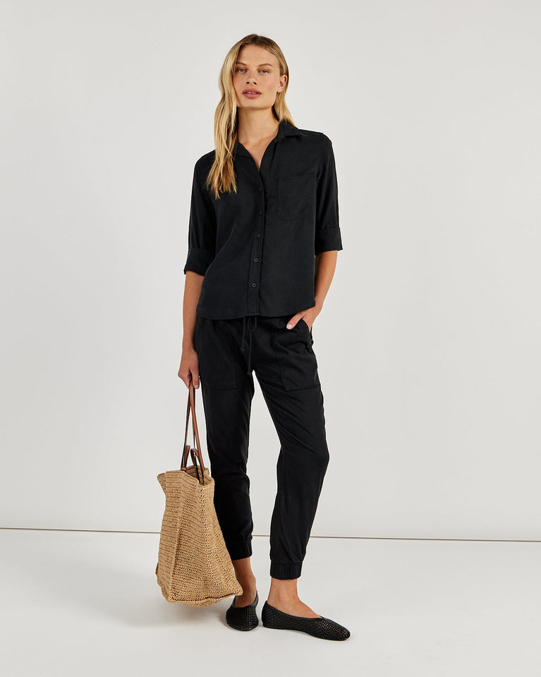 Bella Dahl Shirt Tail Button Down - Vintage Black