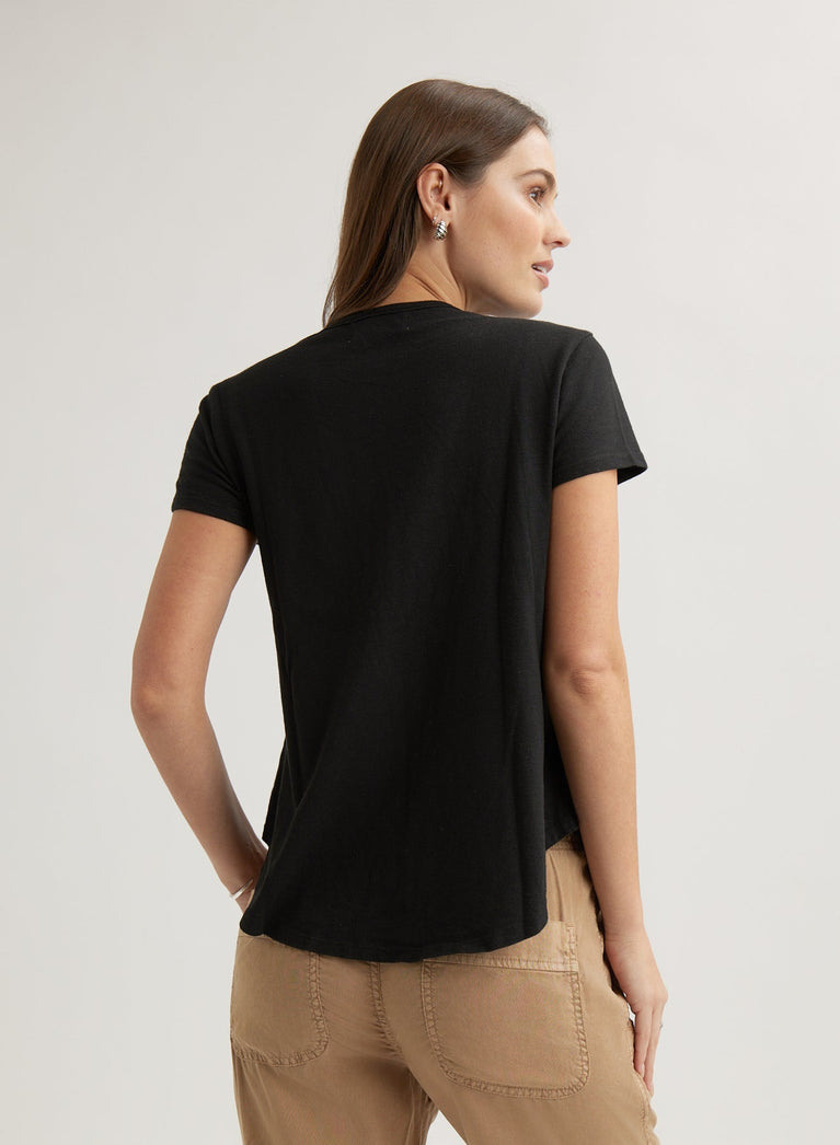 Bella Dahl Short Sleeve Henley - Black