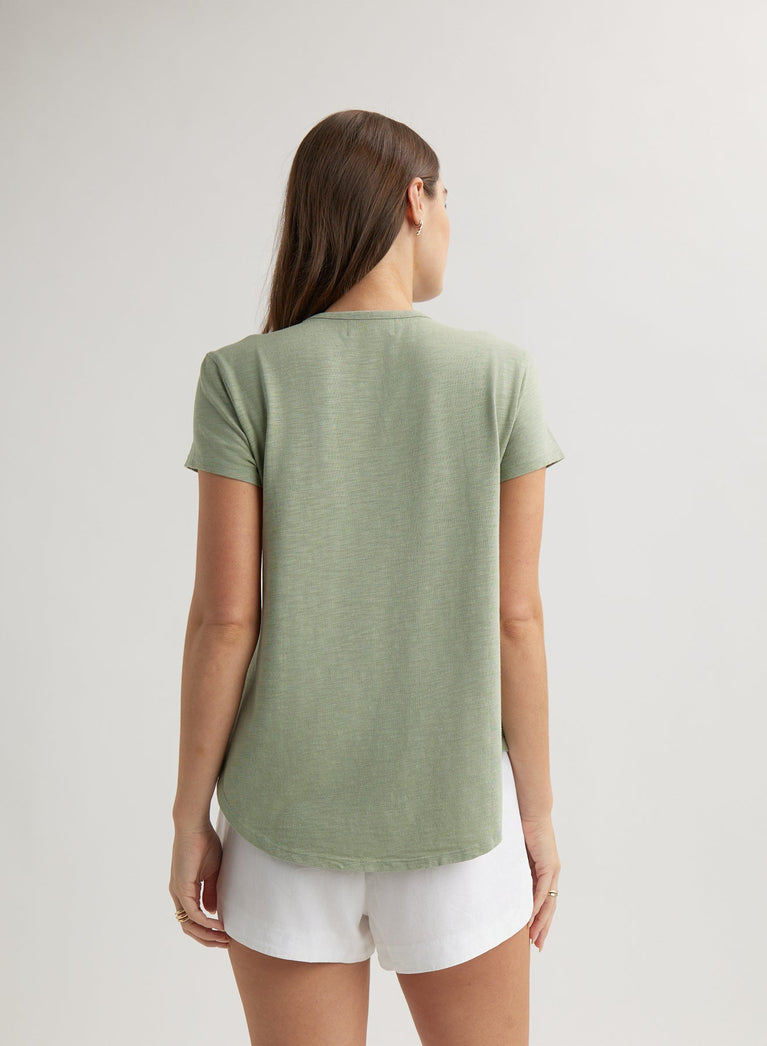Bella Dahl Short Sleeve Henley - Olive Grove