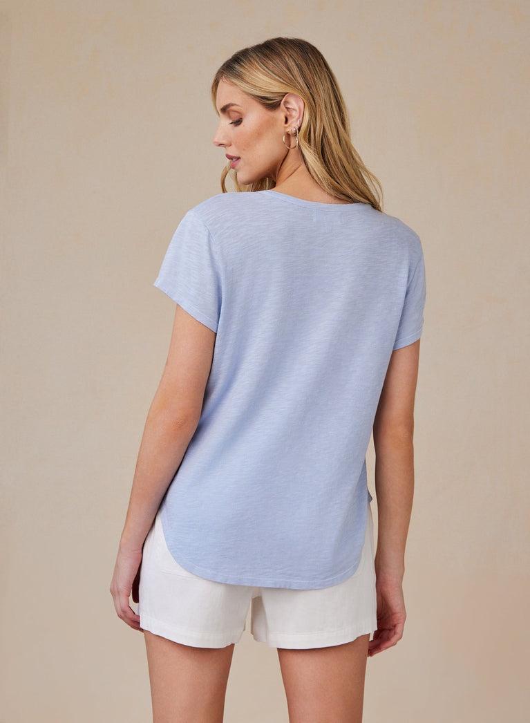 Bella Dahl Short Sleeve Henley - Perennial Blue