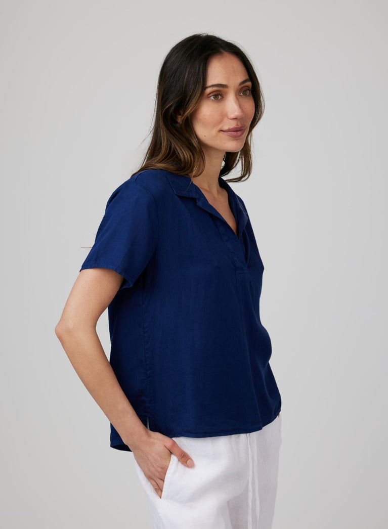 Bella Dahl Short Sleeve Pullover - Navy Coast