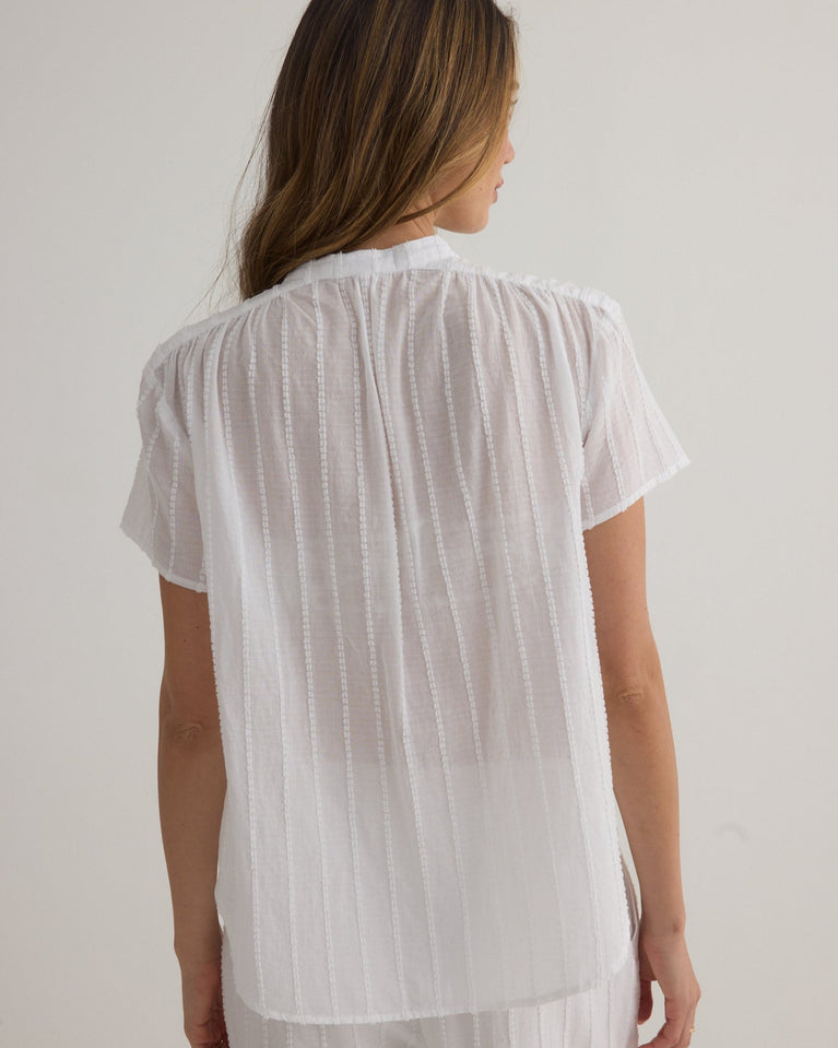 Bella Dahl Short Sleeve Shirred Top - White