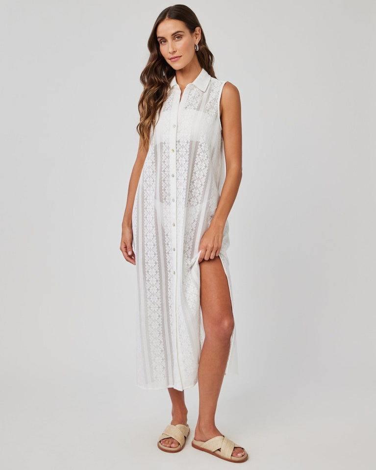 bella dahl Side Slit Duster Dress - Off White