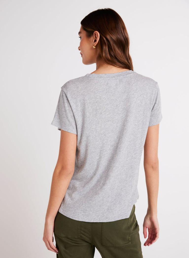 Bella Dahl Side Slit V-Neck Tee - Heather Ash