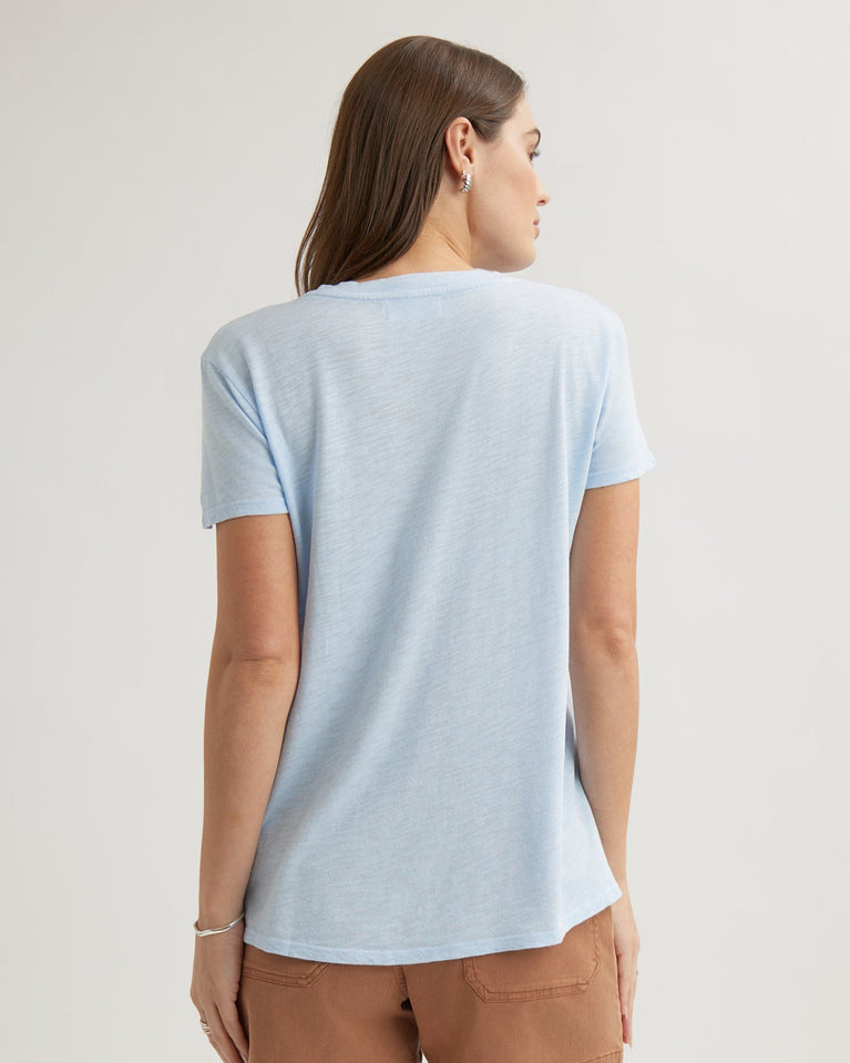Bella Dahl Side Slit V-Neck Tee - Perennial Blue