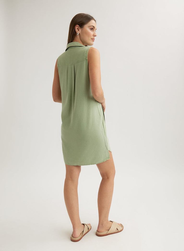 Bella Dahl Sleeveless A-Line Dress - Olive Grove