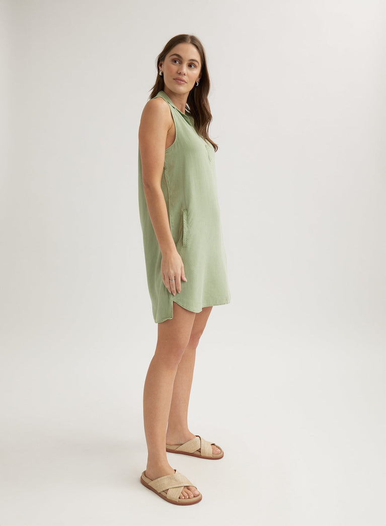 Bella Dahl Sleeveless A-Line Dress - Olive Grove