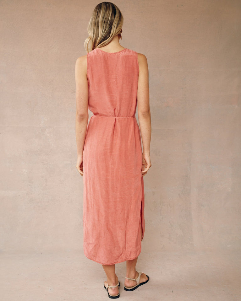 Bella Dahl Sleeveless Belted Maxi Dress - Safi Coral